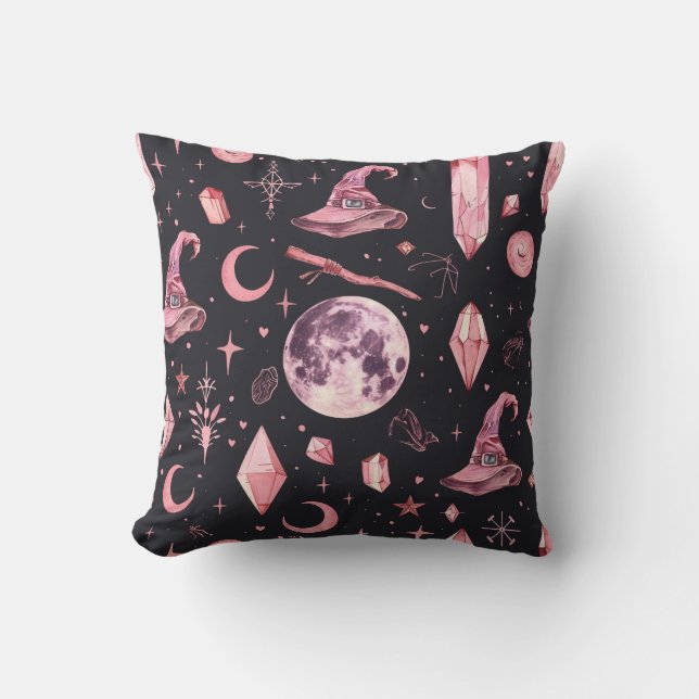 Cute Pink Witchy  Cushion (Front)