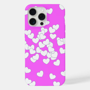 Cute Pink With Playful White Hearts iPhone 15 Pro Max Case