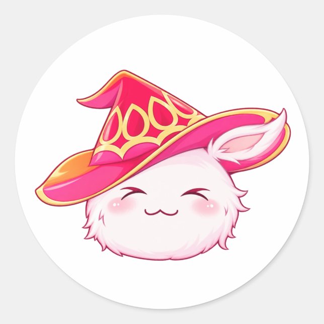  Cute Pink Wizard Bunny Sticker  (Front)