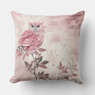 Cute Pink Woodland Owl Cushion