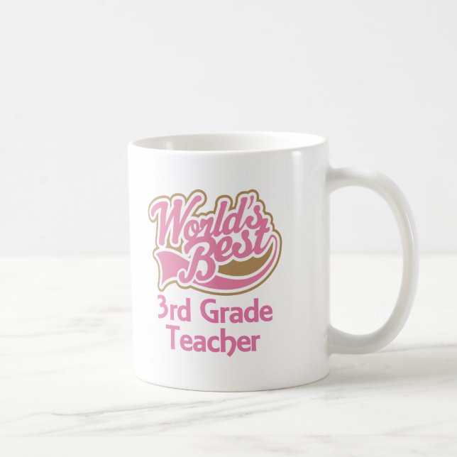 Cute Pink Worlds Best 3rd Grade Teacher Coffee Mug (Right)