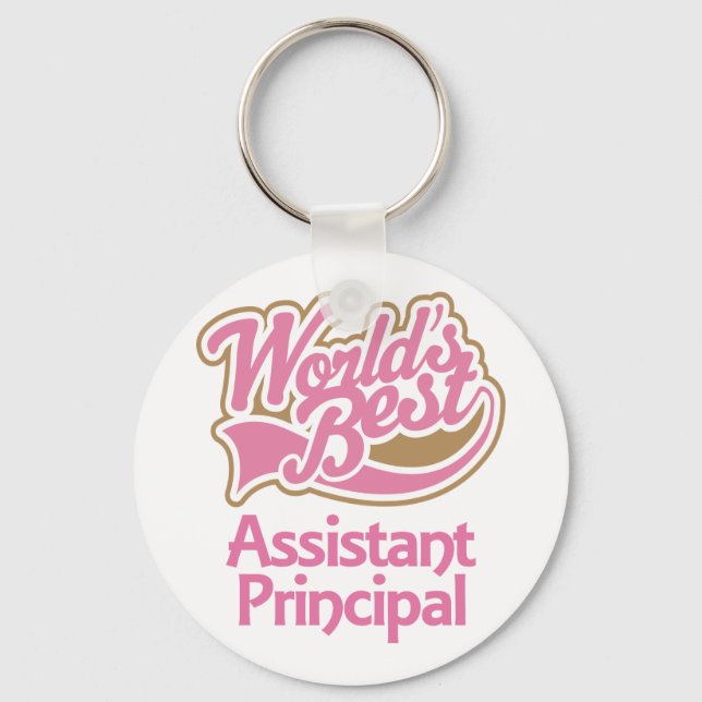 Cute Pink Worlds Best Assistant Principal Key Ring (Front)