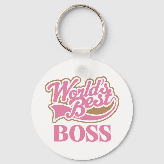 Cute Pink Worlds Best Boss Key Ring (Front)