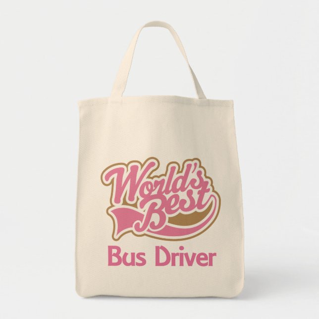 Cute Pink Worlds Best Bus Driver Tote Bag (Front)