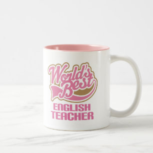 Cute Pink Worlds Best English Teacher Two-Tone Coffee Mug