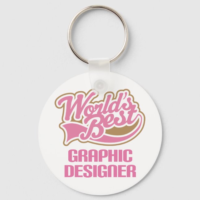 Cute Pink Worlds Best Graphic Designer Key Ring (Front)