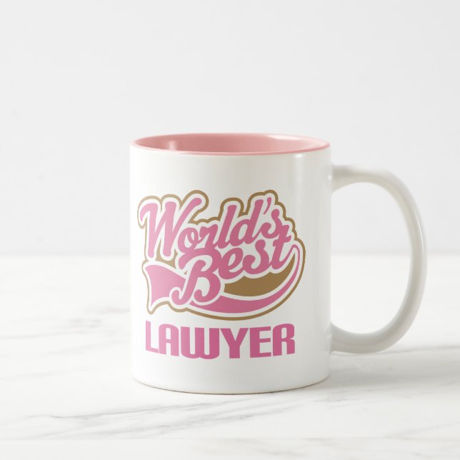 Cute Pink Worlds Best Lawyer Two-Tone Coffee Mug (Right)