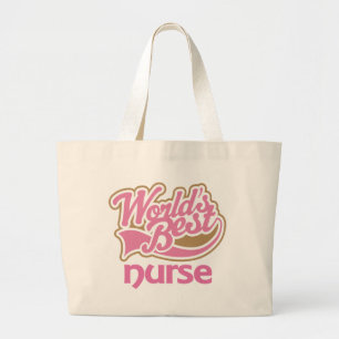 Cute Pink Worlds Best Nurse Large Tote Bag