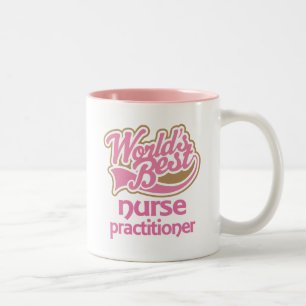 Cute Pink Worlds Best Nurse Practitioner Two-Tone Coffee Mug