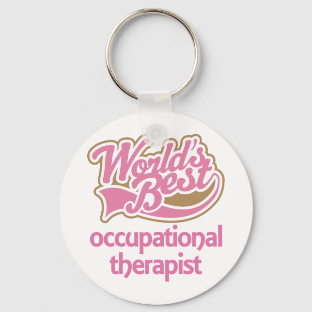 Cute Pink Worlds Best Occupational Therapist Key Ring (Front)