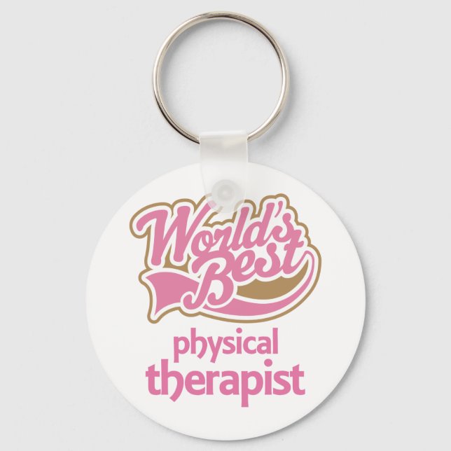Cute Pink Worlds Best Physical Therapist Key Ring (Front)