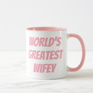 Cute Pink World's Greatest Wifey Saying Mug