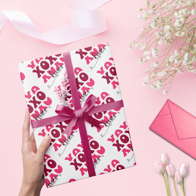 Cute pink XOXO kisses Valentines Pattern Wrapping Paper (Creator Uploaded)