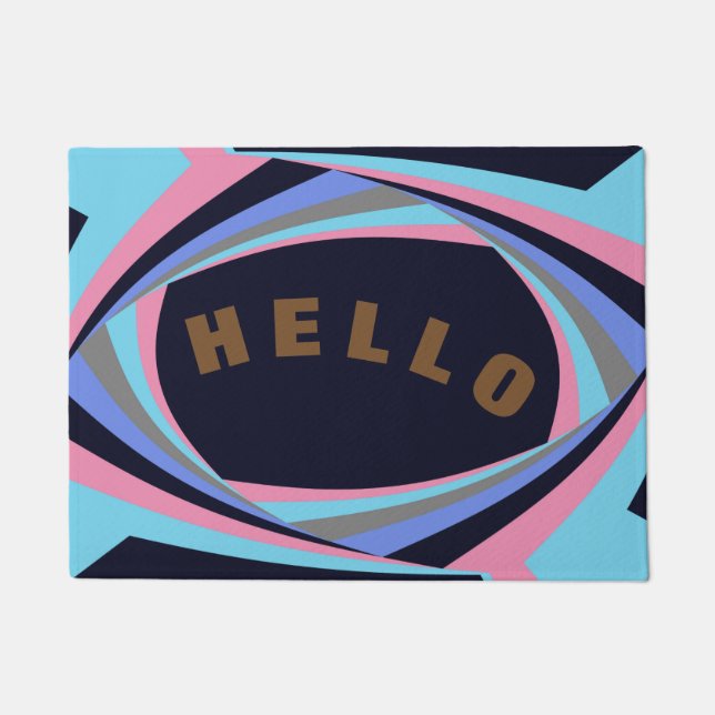 CUTE Pink Yellow Blue Stylish - Customisable Text Doormat (Front)