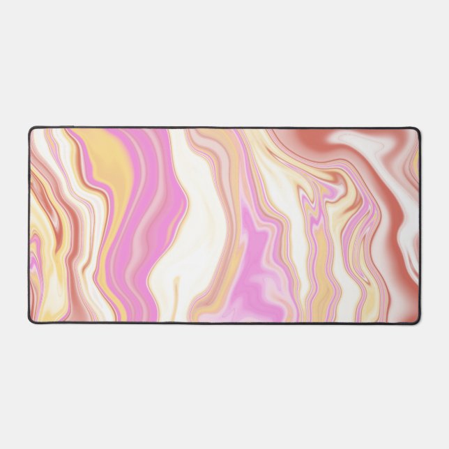 Cute Pink & Yellow Pattern Desk Mat (Front)