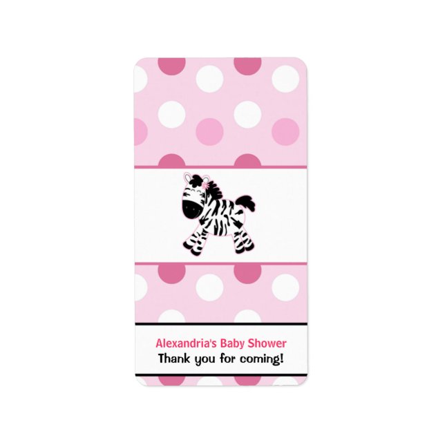 Cute Pink Zebra Miniature Candy Wrappers Label (Front)