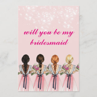 cute pinkish will you be my bridesmaid Invitation