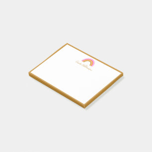 Cute PinkRetro Rainbow Personalised Script Name Post-it Notes