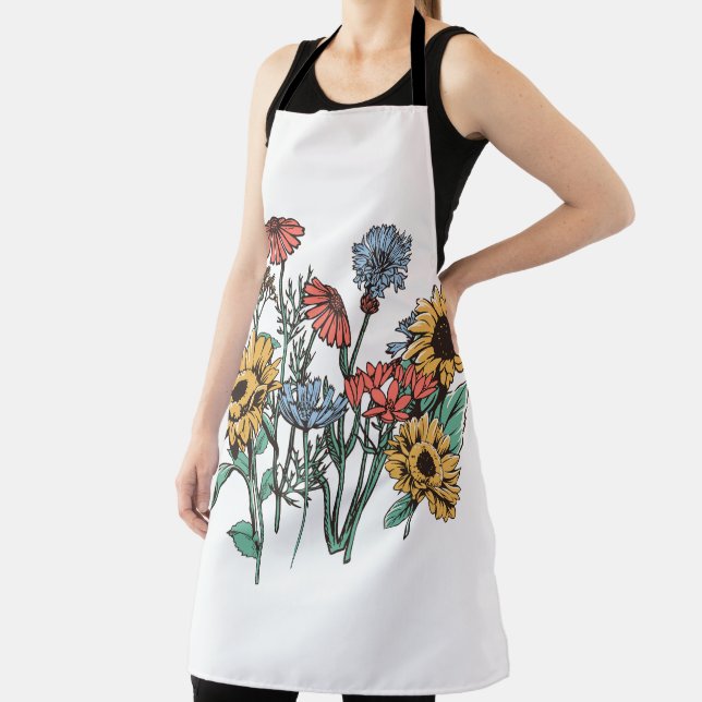 Cute Pinks and Blues Fresh Flowers Apron (Insitu)