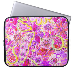 Cute pinky abstract flowers laptop sleeve