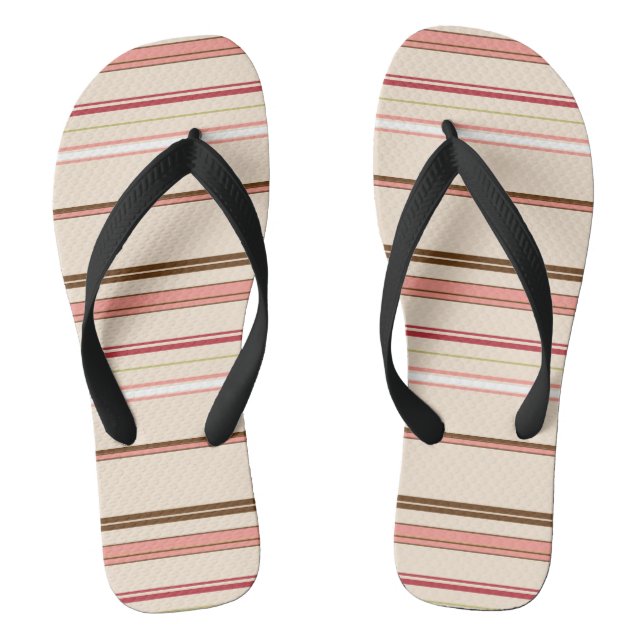 Cute pinky brown stripes thongs (Footbed)