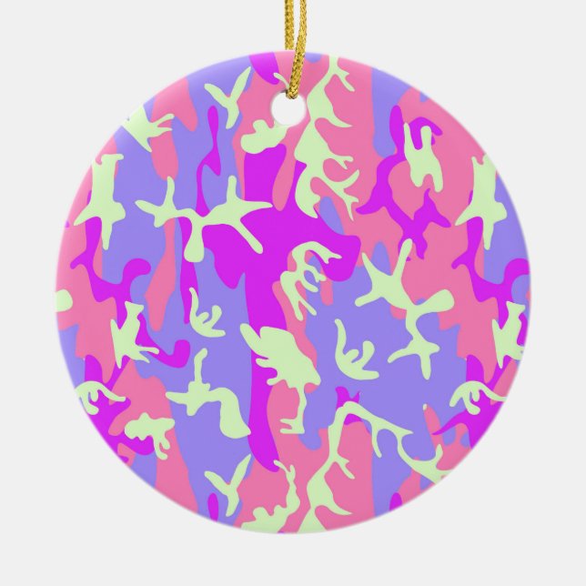 Cute pinky camouflage pattern ceramic ornament (Front)