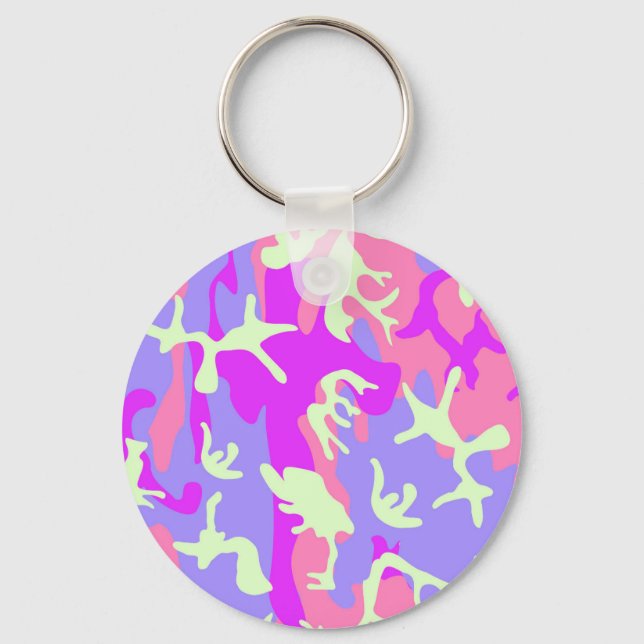 Cute pinky camouflage pattern key ring (Front)