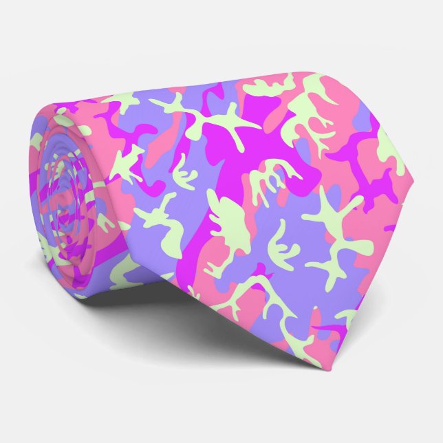 Cute pinky camouflage pattern tie (Rolled)