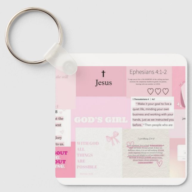 Cute Pinky Squared Keychain (Front)