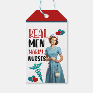 Cute Pinup_ Real Men Marry Nurses Gift Tags