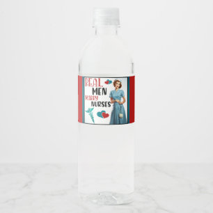 Cute Pinup_ Real Men Marry Nurses Water Bottle Label