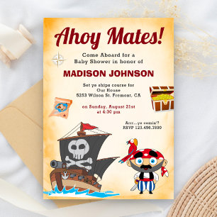 Cute Pirate Baby Shower Invitation