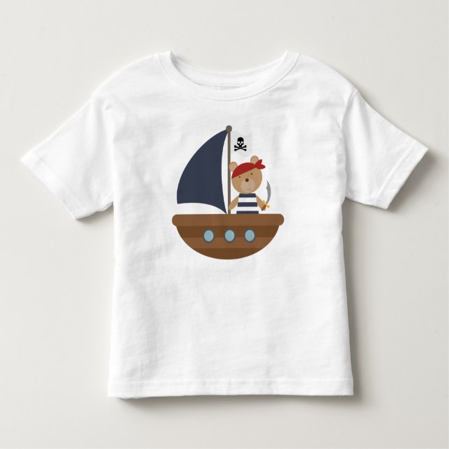 Cute Pirate Bear Pirates Ship Toddler T-Shirt (Front)