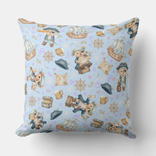Cute Pirate Bear Seamless Pattern Cushion
