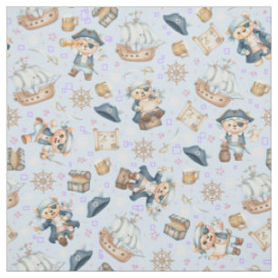 Cute Pirate Bear Seamless Pattern Fabric