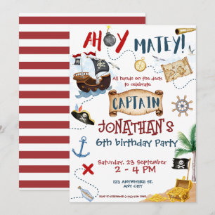 Cute Pirate Birthday Invitation