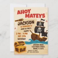 Cute Pirate Birthday Invitation for Kids