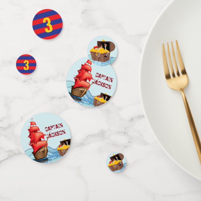 Cute Pirate Birthday Party Boat stripes Confetti (Group)