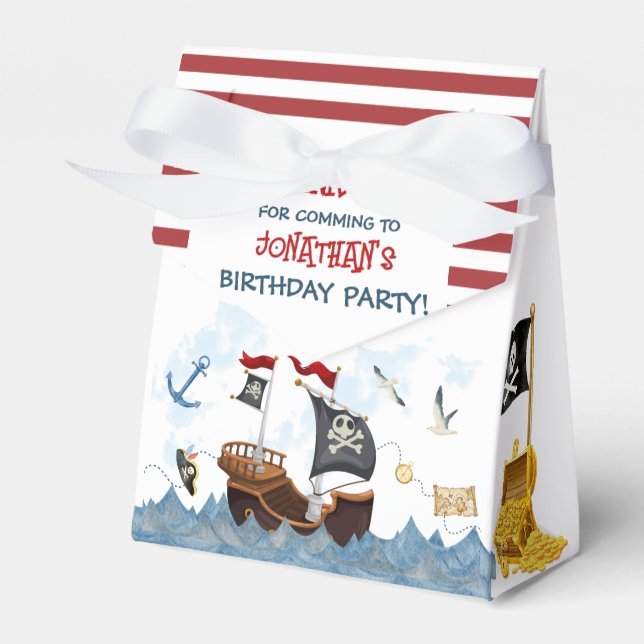 Cute Pirate Birthday Thank You   Favour Box (Front Side)