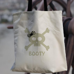 Cute Pirate Booty Girly Skull and Crossbones Tote Bag
