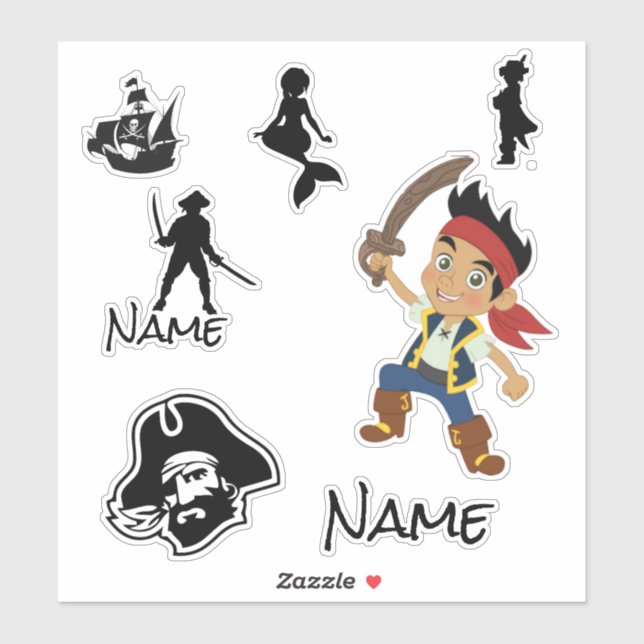 Cute Pirate Boy Custom-Cut Vinyl Sticker (Sheet)