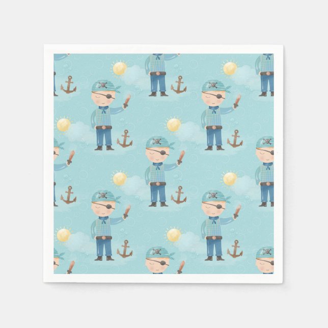 Cute Pirate Boy Paper Napkin (Front)