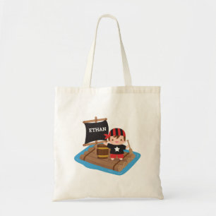 Cute Pirate Boy With Bandanna, Raft Kids Name Tote Bag