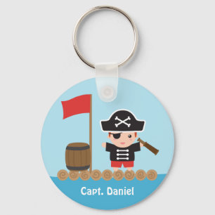 Cute Pirate Captain Ocean Raft Boy Key Ring