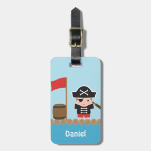 Cute Pirate Captain Ocean Raft For Boys Luggage Tag