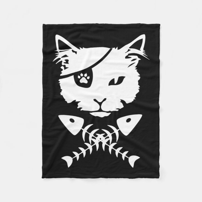 Cute Pirate Cat Funny  Fleece Blanket (Front)