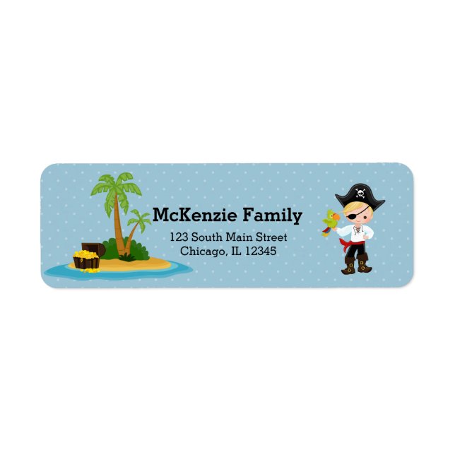Cute Pirate * choose background colour Return Address Label (Front)