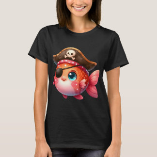 Cute Pirate Fish Illustration – Kawaii Pirate Go T-Shirt