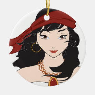Cute Pirate Girl Ceramic Tree Decoration