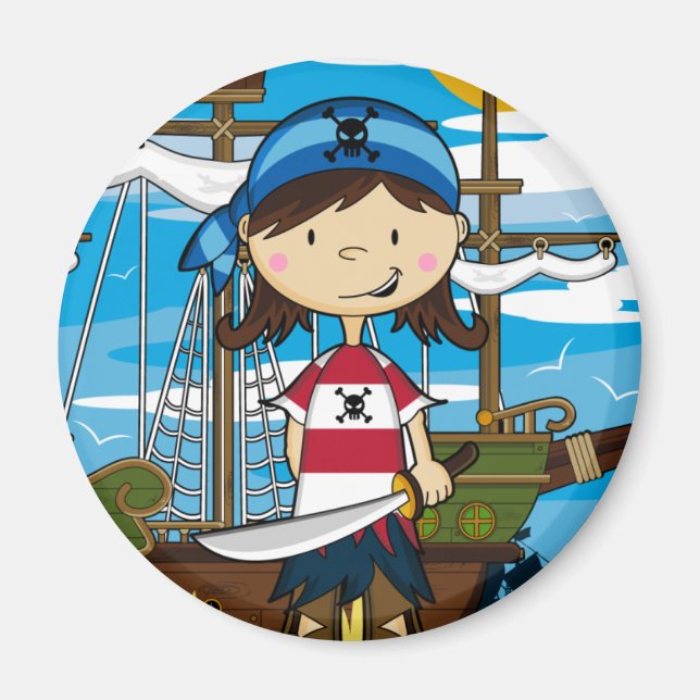 Cute Pirate Girl Magnet (Front)